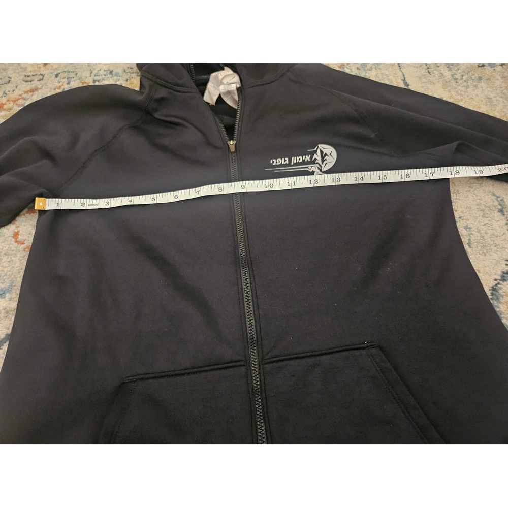 New Balance Full Zip Hoodie Womens Medium Black Excellent Hebrew Graphic Fleece - Picture 7 of 12